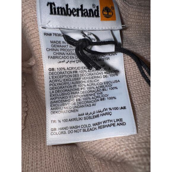 Brand New Timberland Adult Size One Size Pink Classic Logo Beanie Hat - Picture 6 of 8